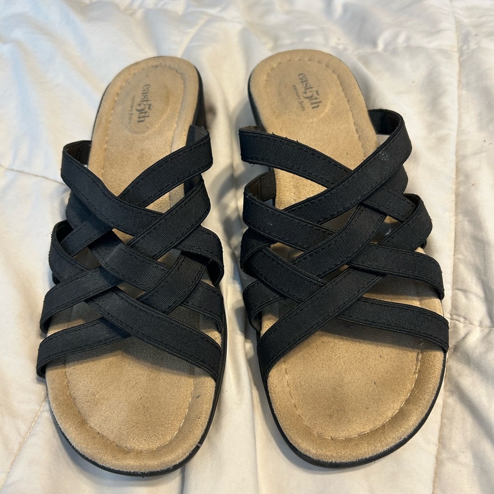 East 5th Black Crisscross Sandals